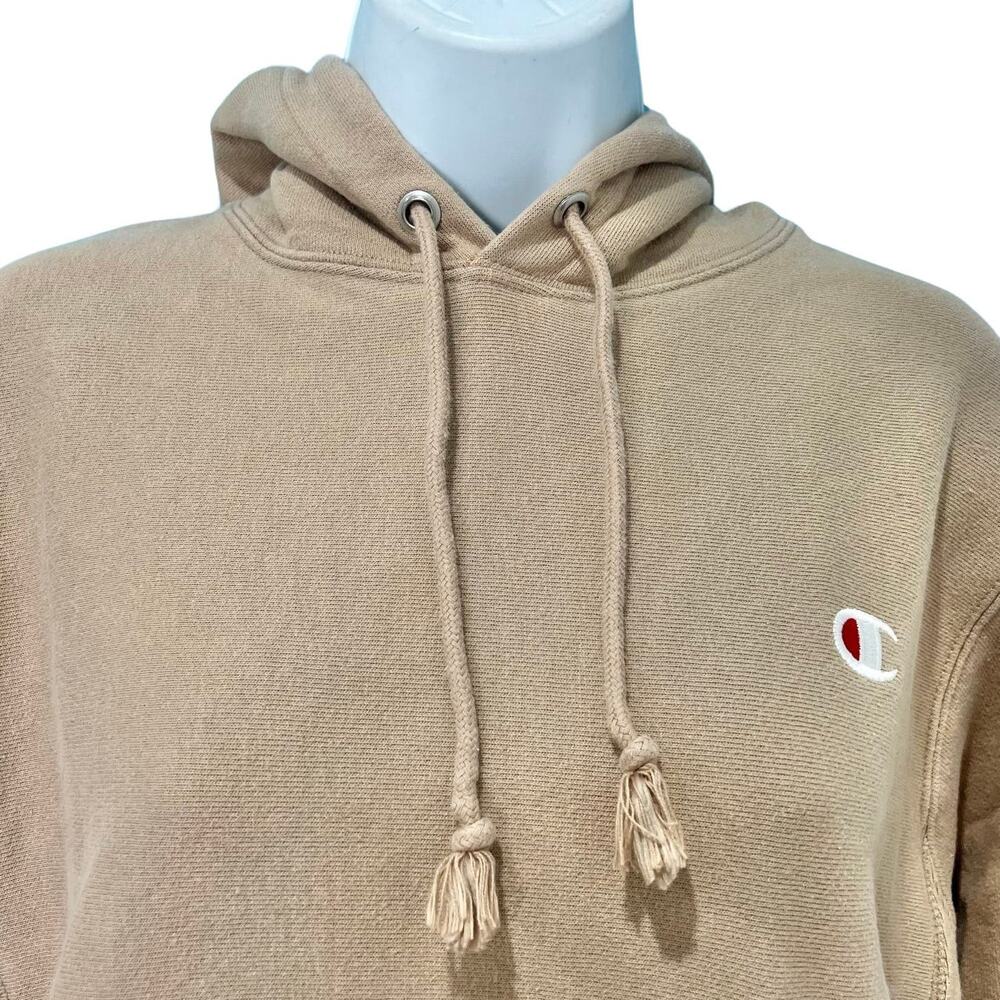 Vintage Champion Reverse Weave Tan Beige Khaki Hoodie Sweatshirt size S - Picture 5 of 8